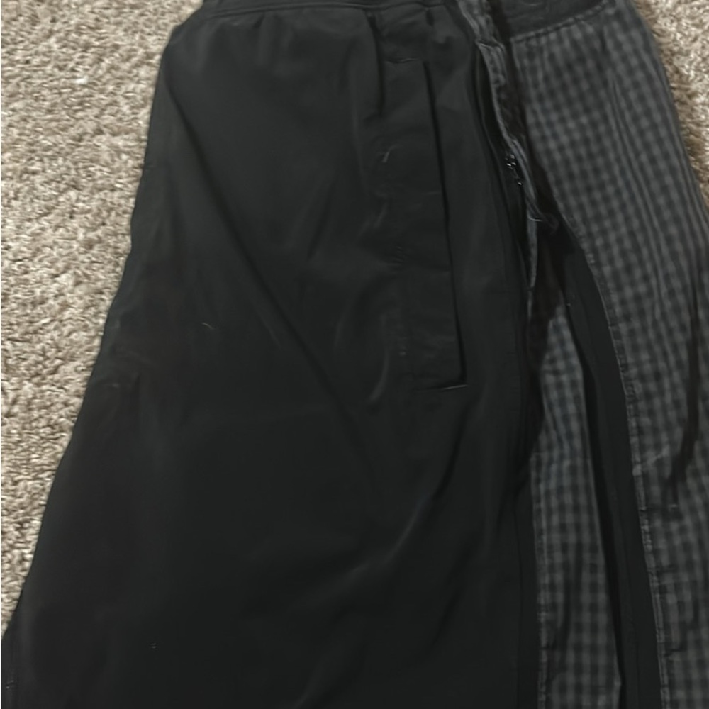 Lululemon Men’s Black Gray Plaid Lined Kukio Short